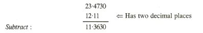 Subtraction of Numbers